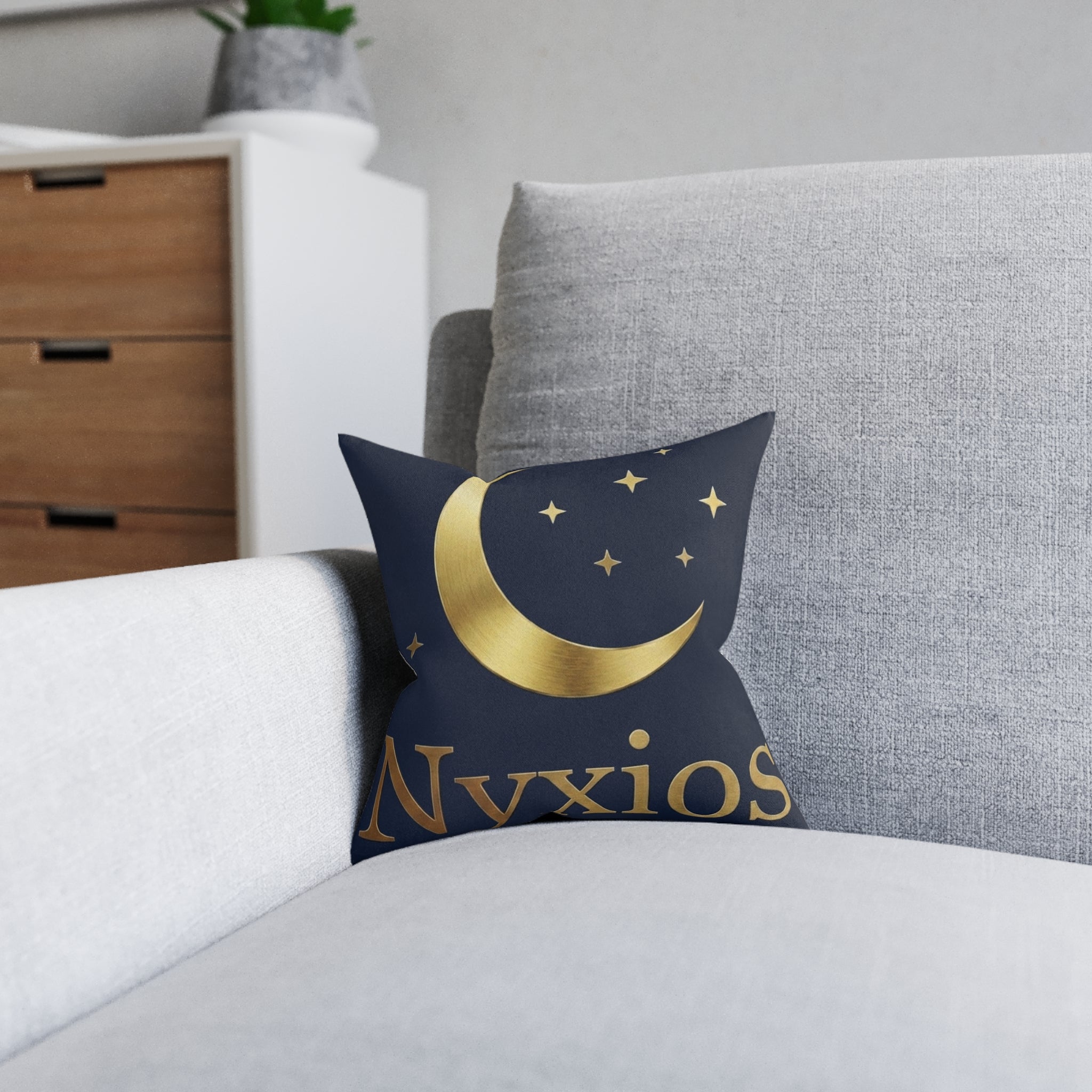 Nyxios Navy Moon & Stars Throw Pillow